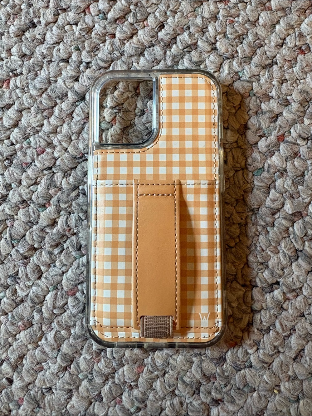 Walli iPhone 16 Gingham Tan Phone Case with Built-In Strap